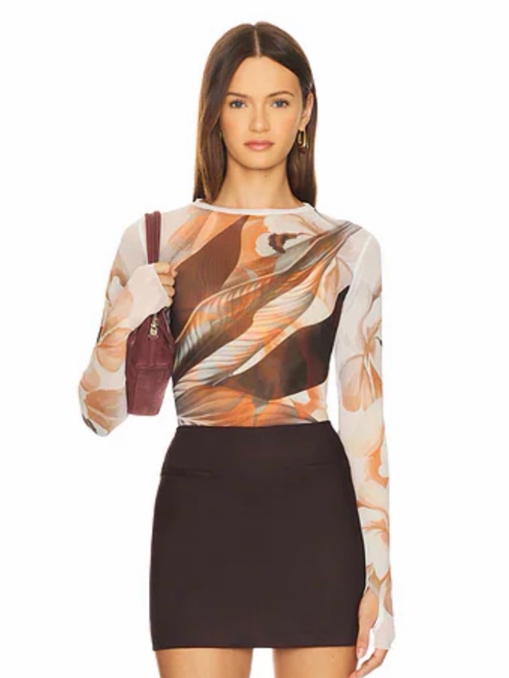AFRM Abstract Sheer Print Top
